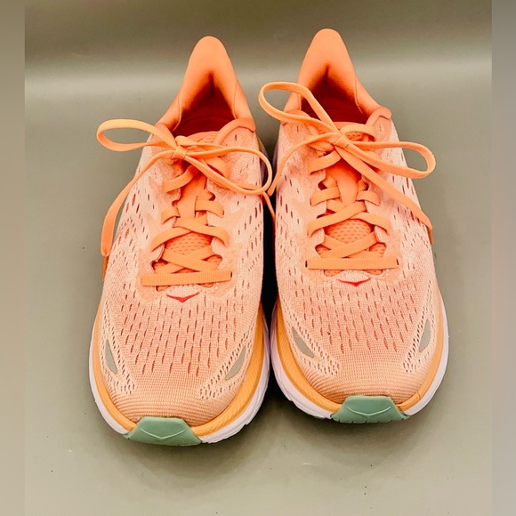Hoka One One Clifton 8 Running Shoes Size 7 Cantaloupe/Silver Peony Orange Peach - Picture 3 of 11